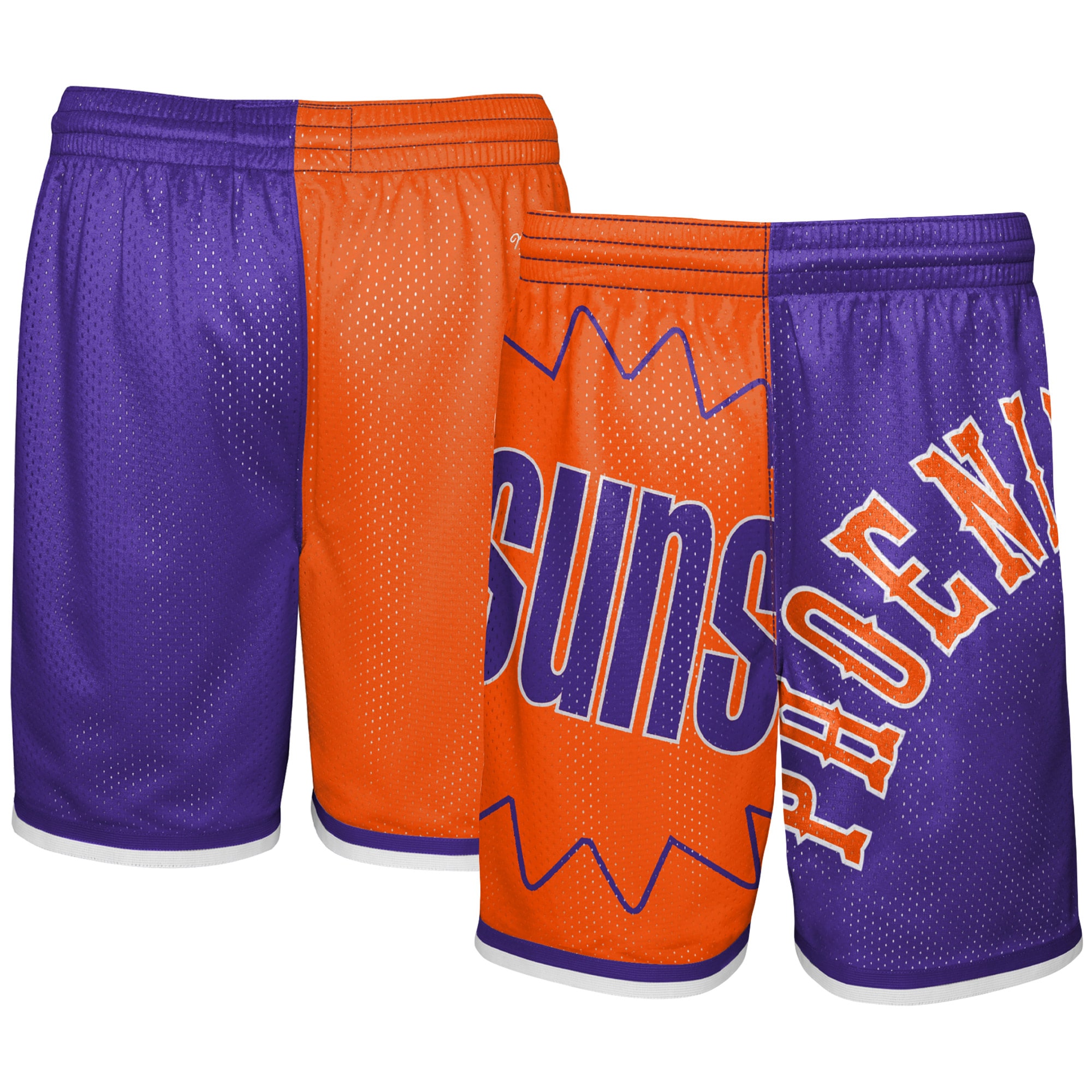 Youth Mitchell \u0026 Ness Orange/Purple Phoenix Suns Hardwood Classics Big Face 5.0 Shorts